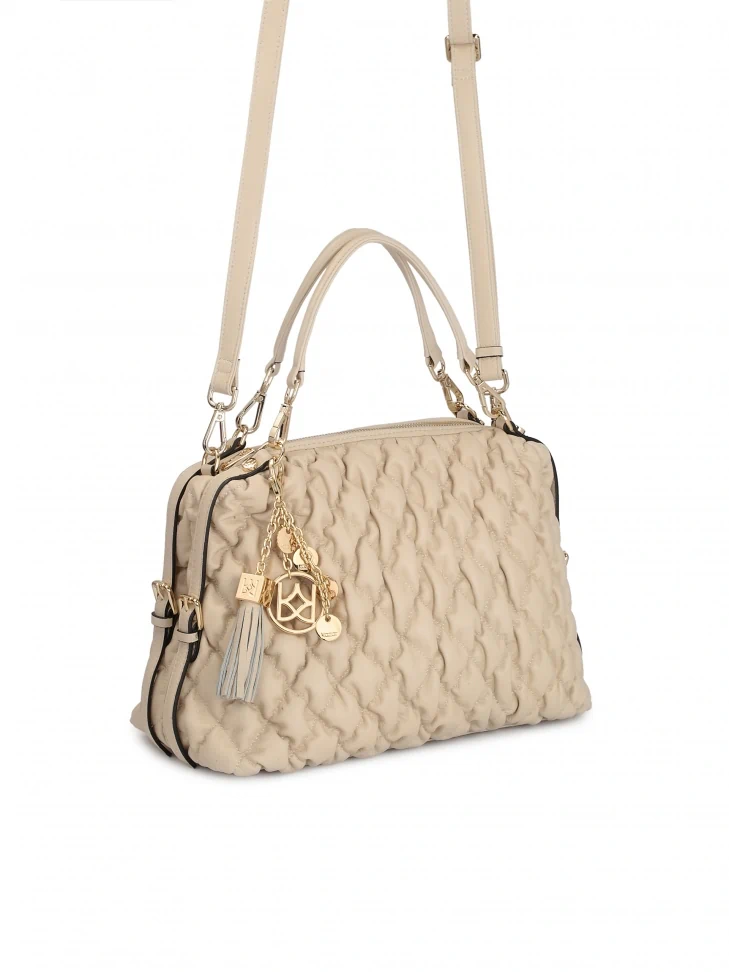 Kazar Elegant Beige Quilted Bag
