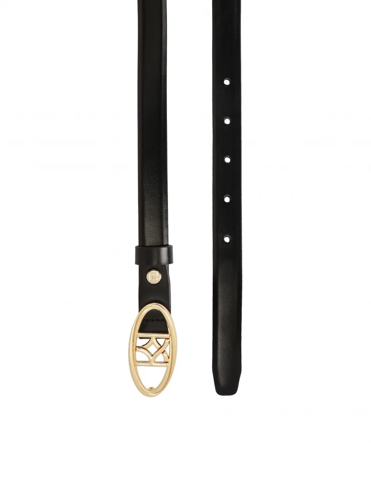 Kazar Elegant Black Belt With Oval Buckle