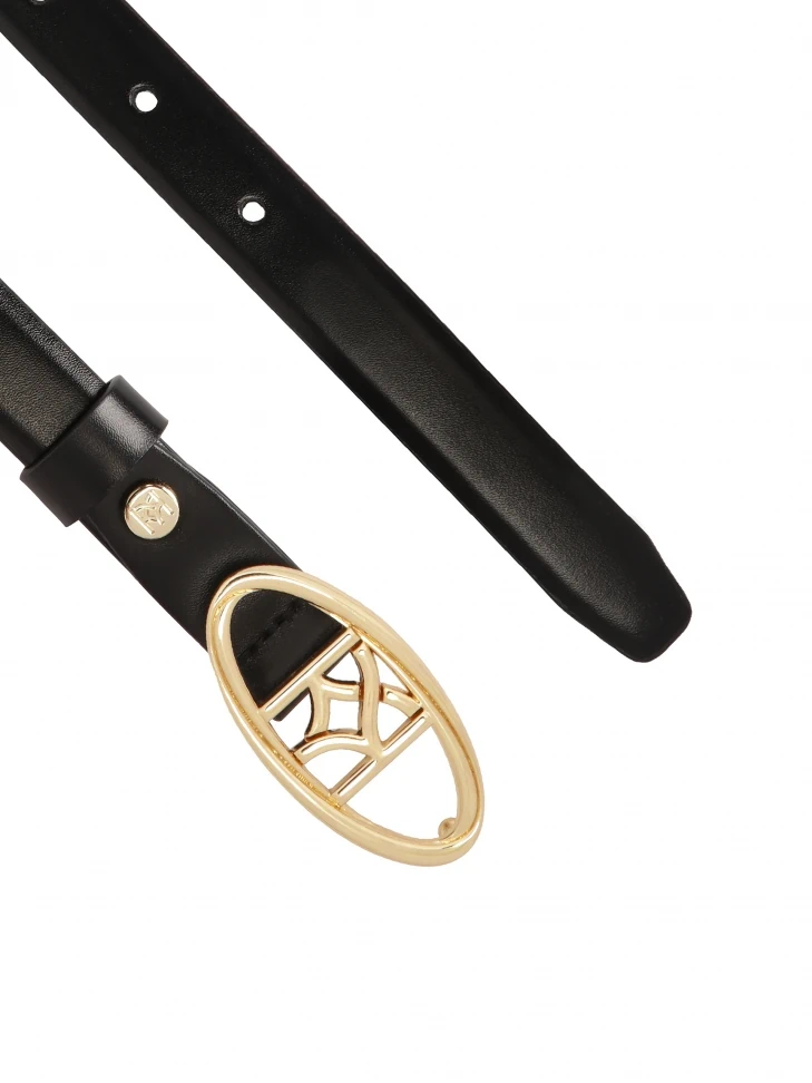 Kazar Elegant Black Belt With Oval Buckle