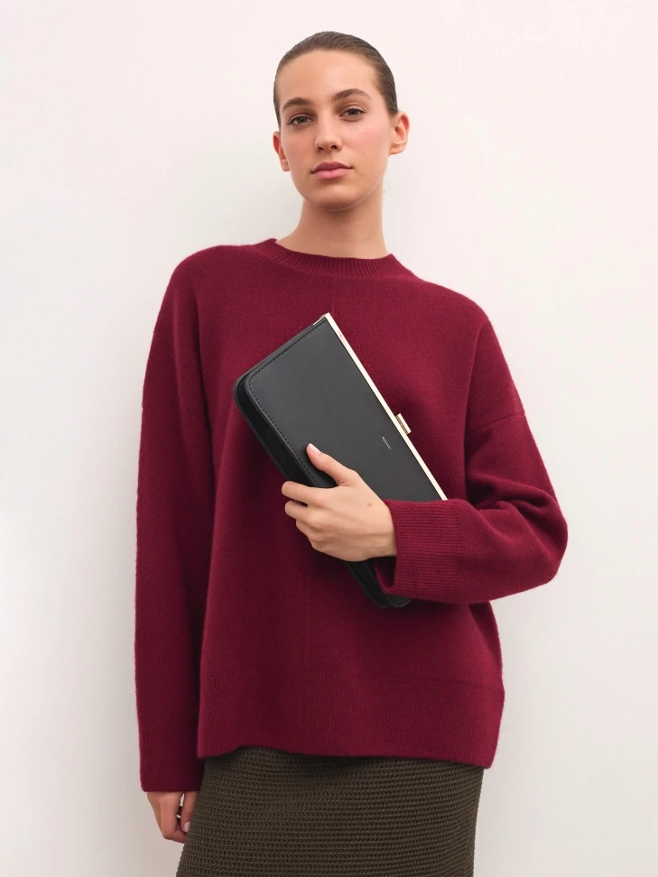 Kazar Elegant Black Clutch Bag With Gold Frame