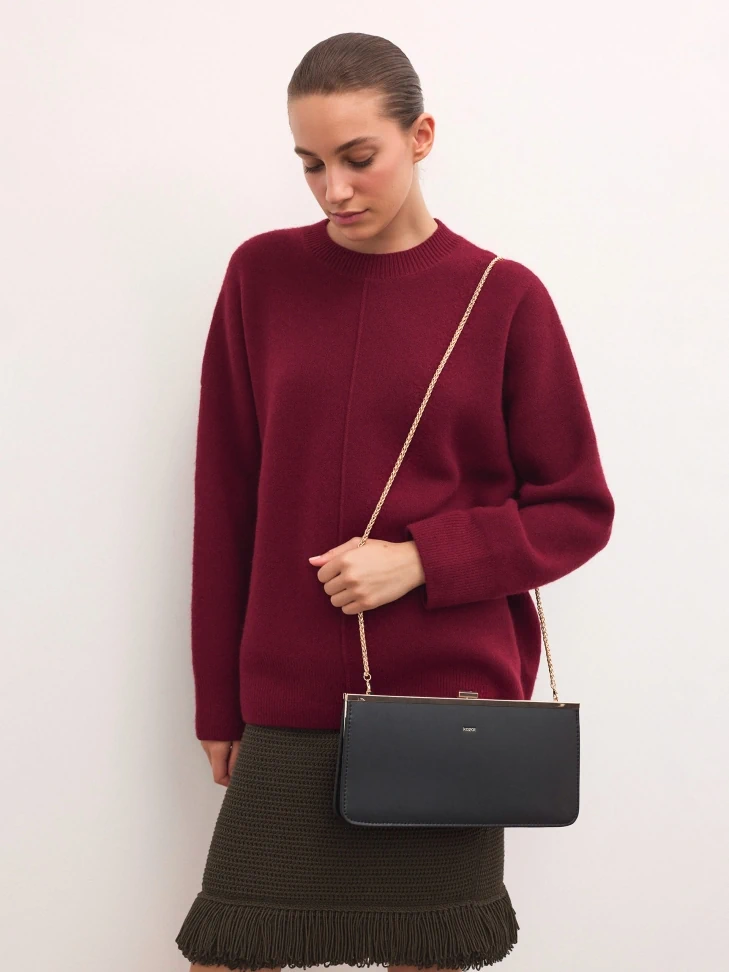 Kazar Elegant Black Clutch Bag With Gold Frame