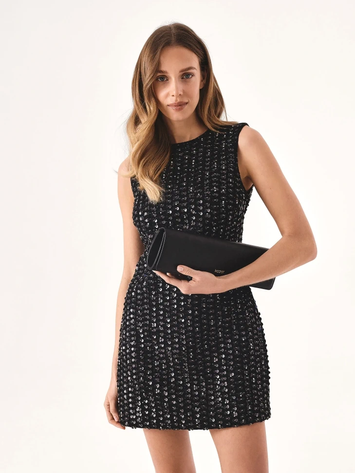 Kazar Elegant Black Clutch Bag With Oblong Shape