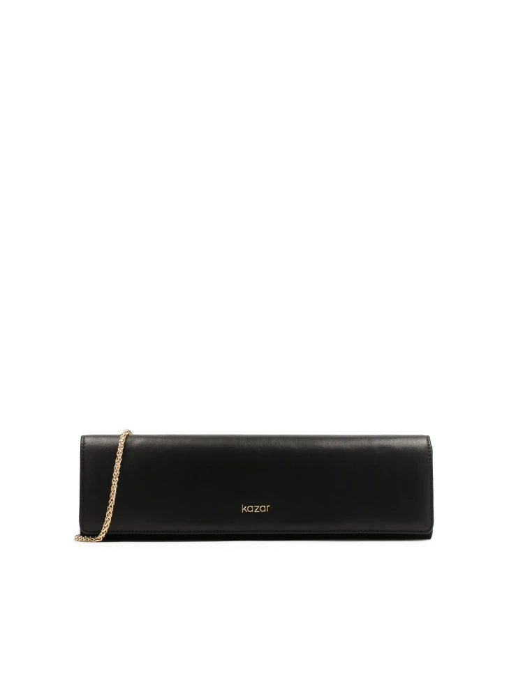 kazar Elegant black clutch bag with oblong shape