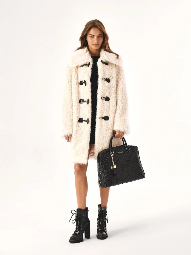 Kazar Elegant Black Embossed Leather Laptop Bag