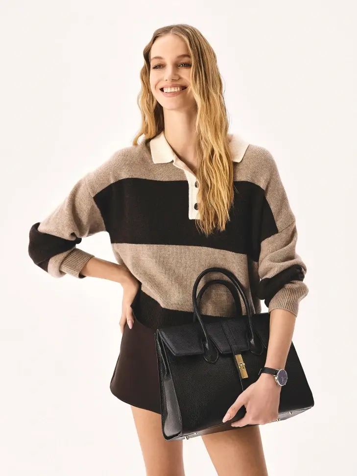 Kazar Elegant Black Fashion Handbag