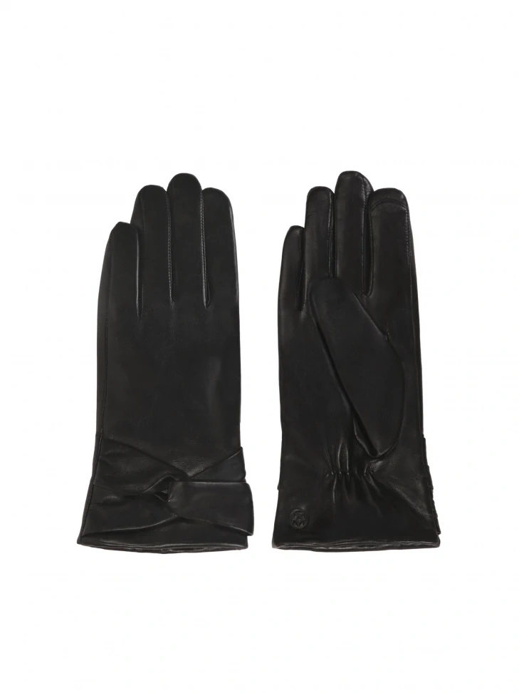 Kazar Elegant Black Gloves With A Decorative Knot