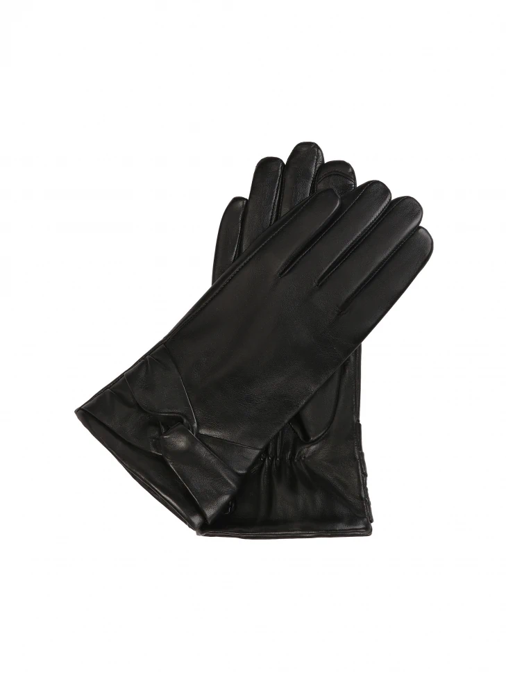 kazar Elegant black gloves with a decorative knot