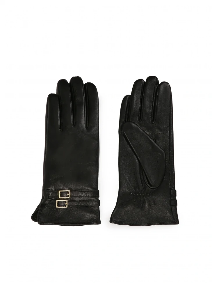 Kazar Elegant Black Gloves With Two Stripes