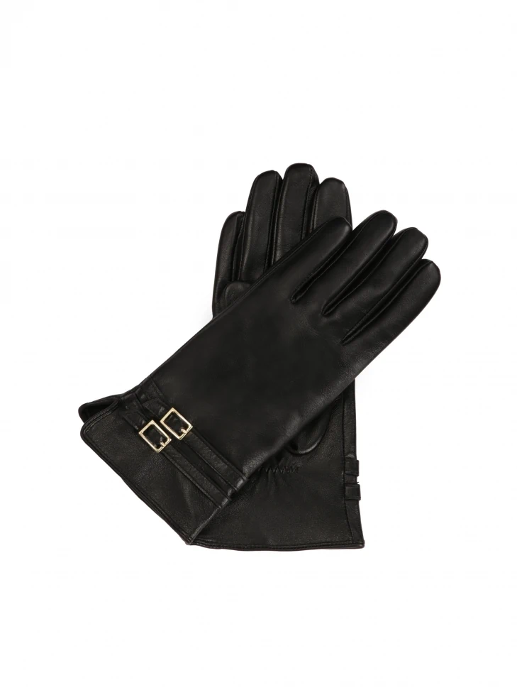 kazar Elegant black gloves with two stripes