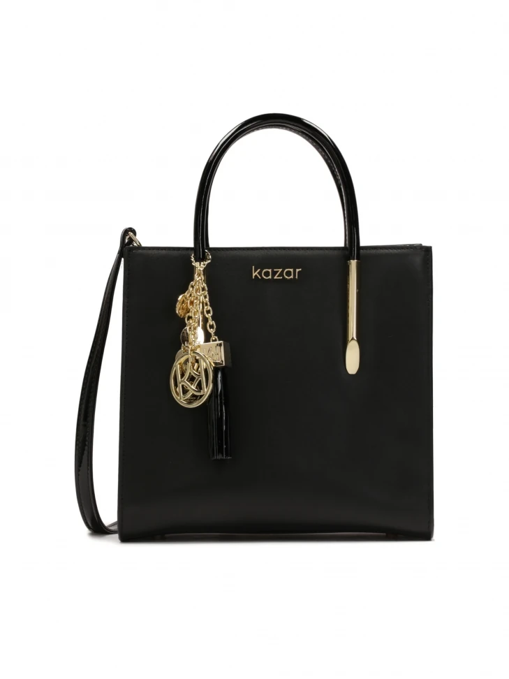 kazar Elegant black handbag with carry handles