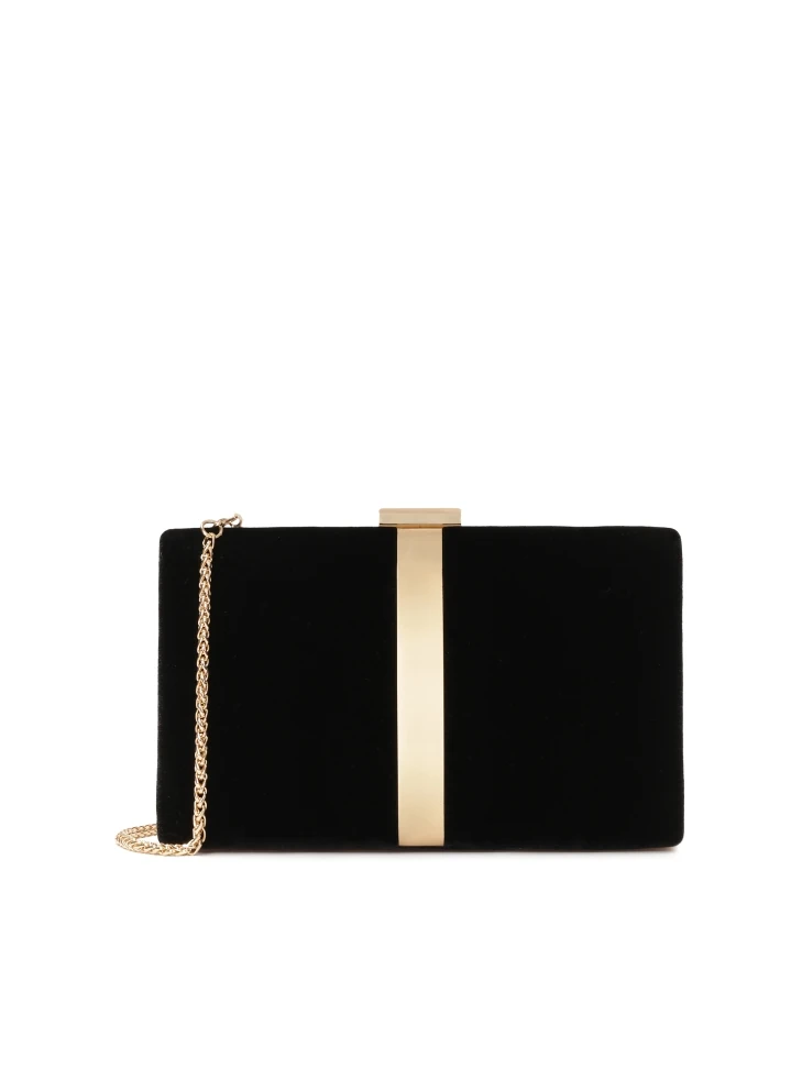 kazar Elegant black velvet clutch bag