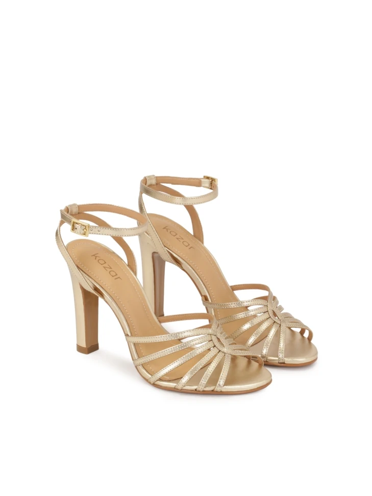 Kazar Elegant Gold Sandals With A Comfortable Heel