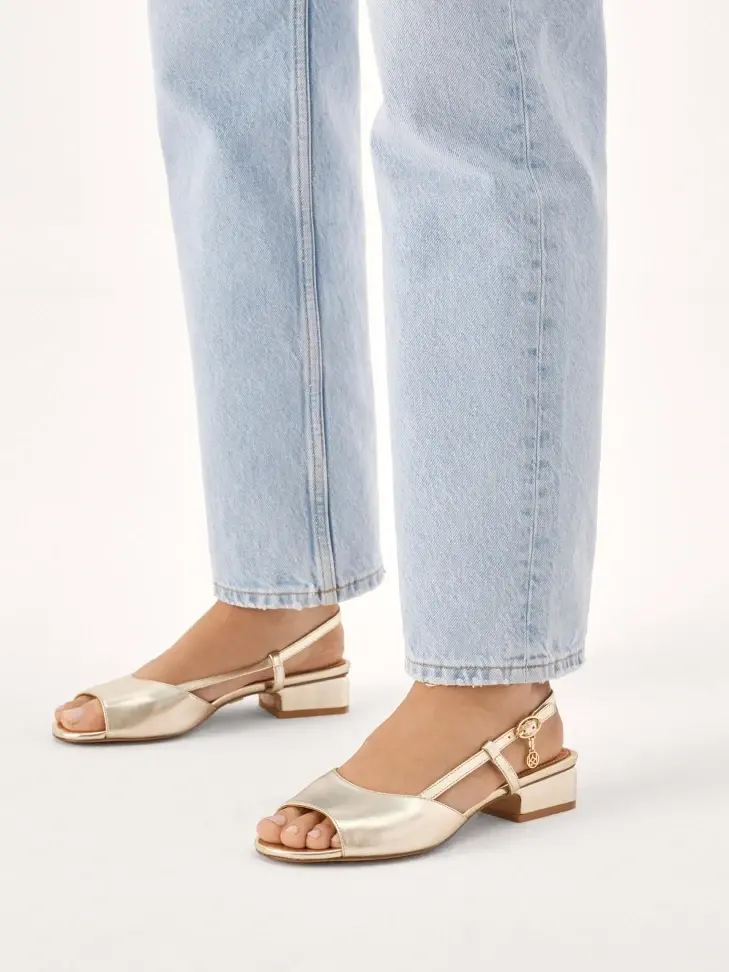 Kazar Elegant Gold Sandals With Heel Strap