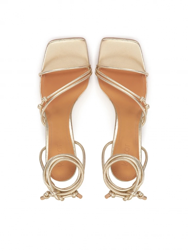Kazar Elegant Gold Sandals With Slender Heels