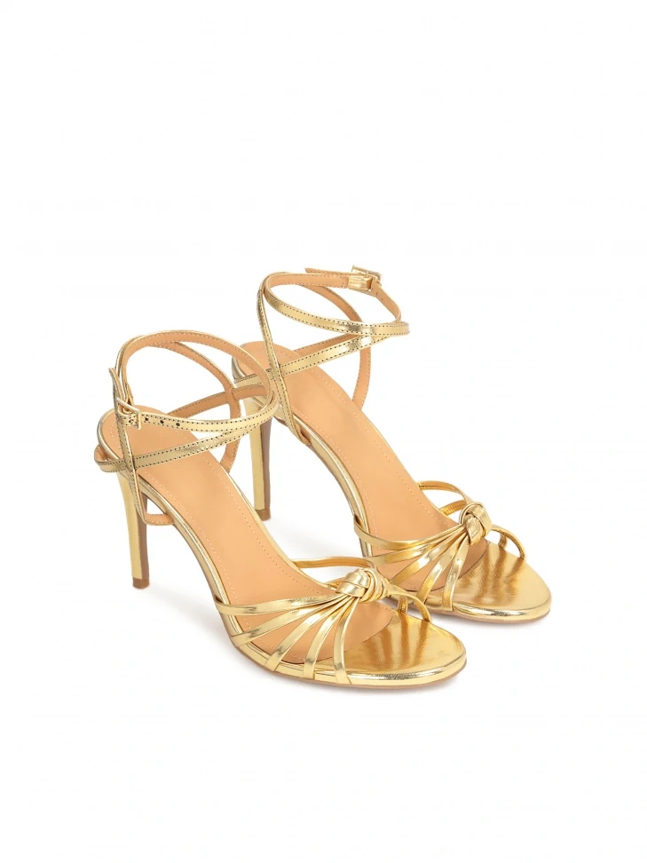 Kazar Elegant Golden Sandals With Angled Straps