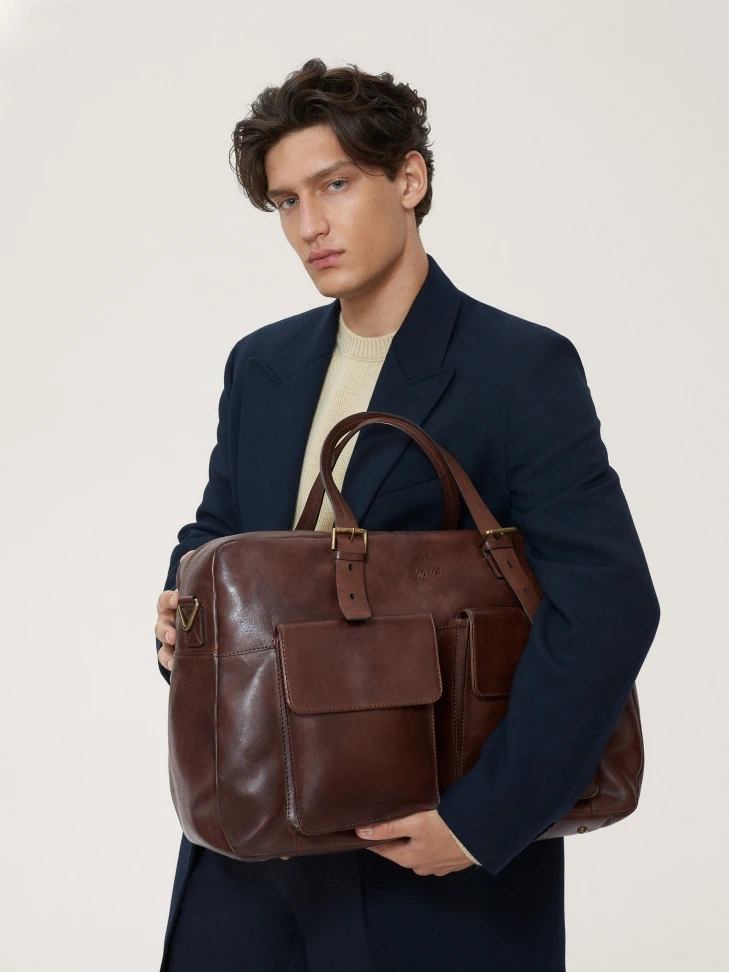 Kazar Elegant Grain Leather Travel Bag