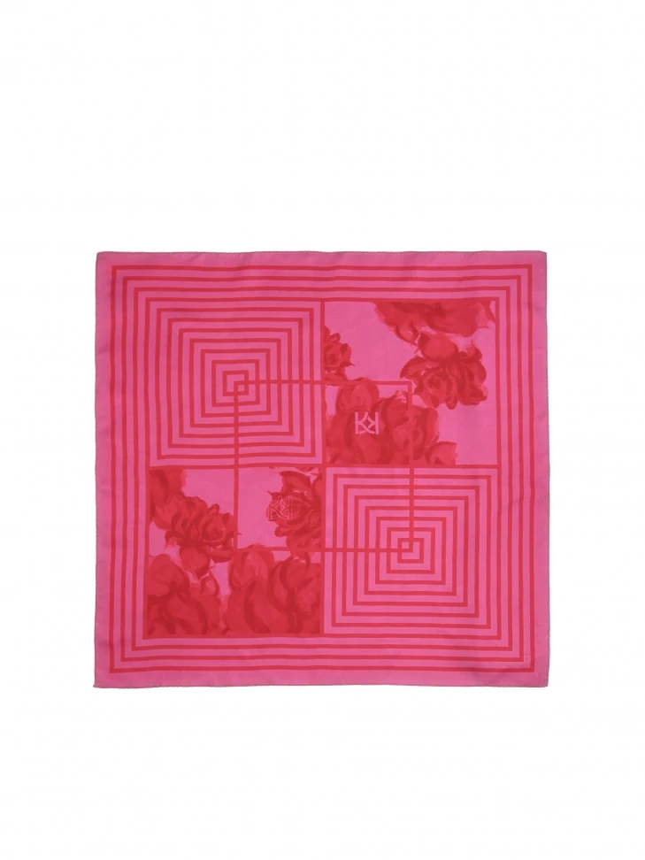 Kazar Elegant Large Silk Scarf With Floral Motif