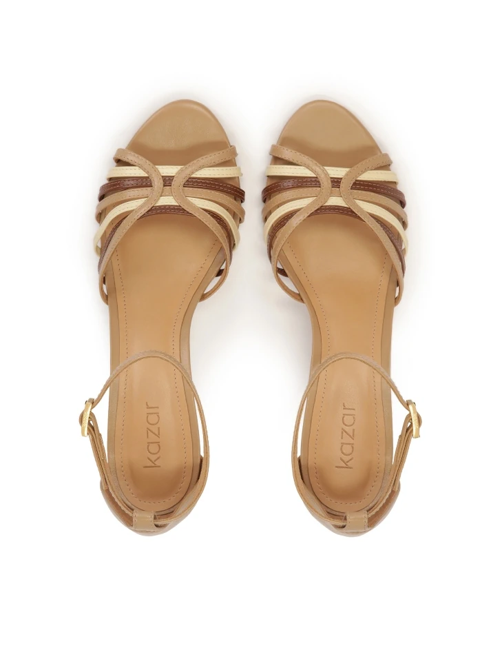 Kazar Elegant Leather Sandals With Colorful Straps