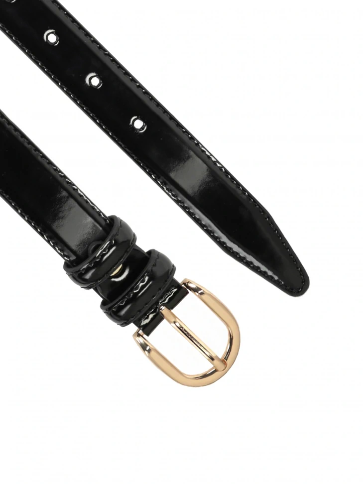 Kazar Elegant Patent Ladies' Belt With Slim Buckle