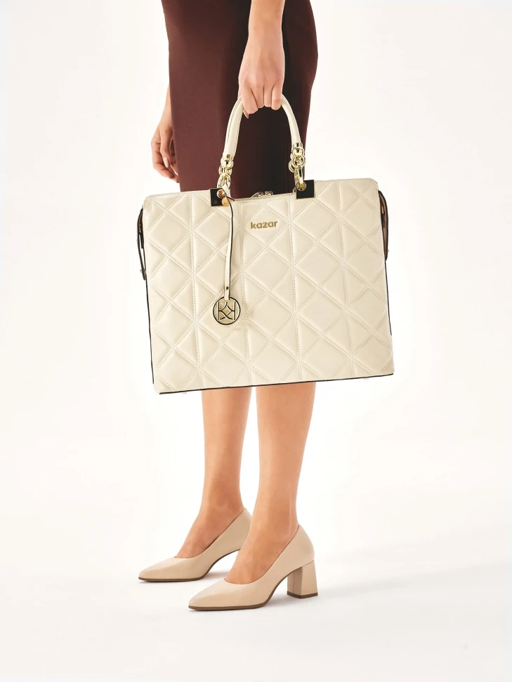 Kazar Elegant Quilted Leather Briefcase Bag
