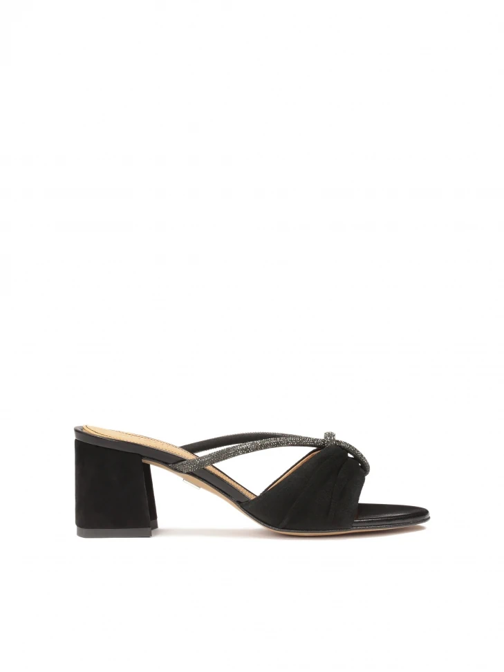 kazar Elegant suede mules with shiny accents