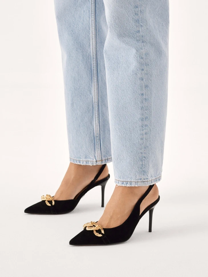 Kazar Elegant Suede Pumps Decorated With Chain