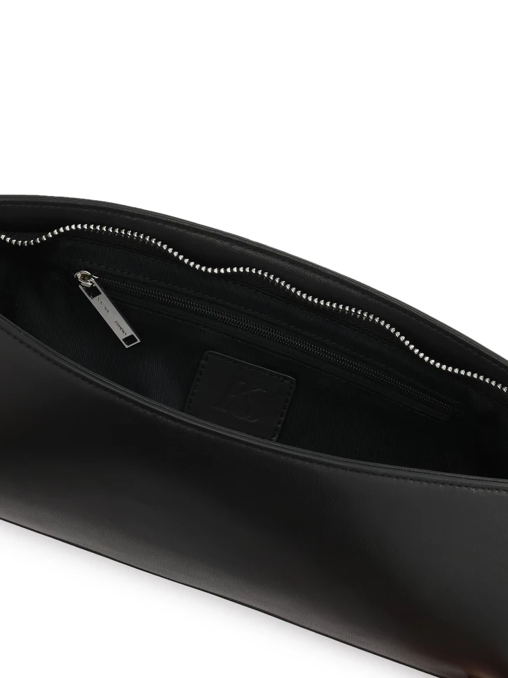 Kazar Elongated Black Handbag With Shoulder Strap