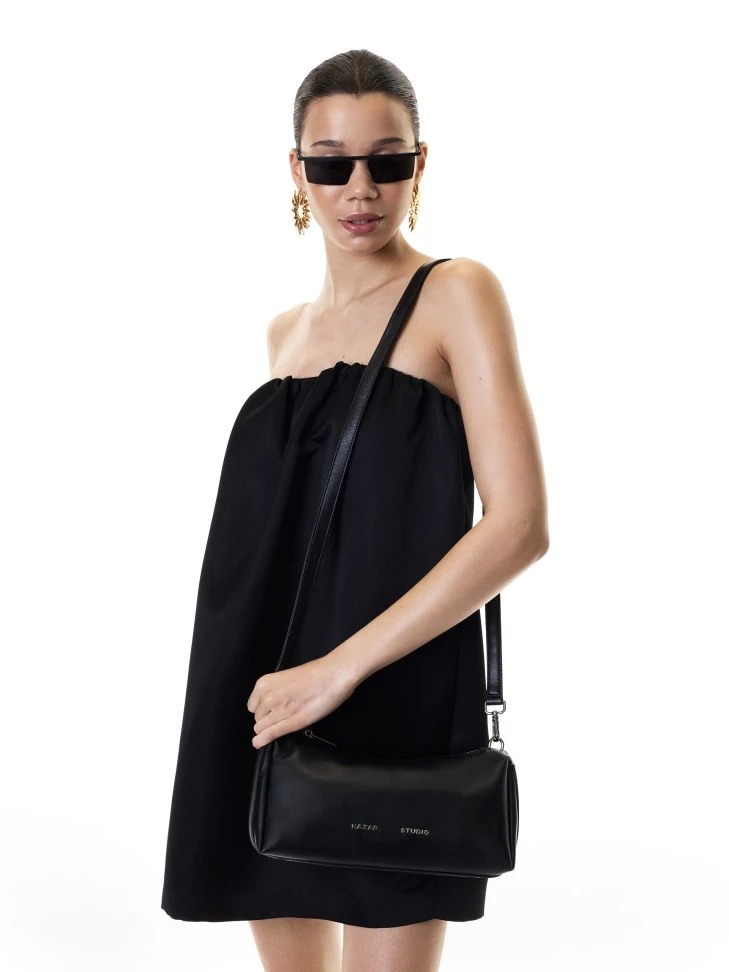 Kazar Elongated Black Soft Leather Handbag