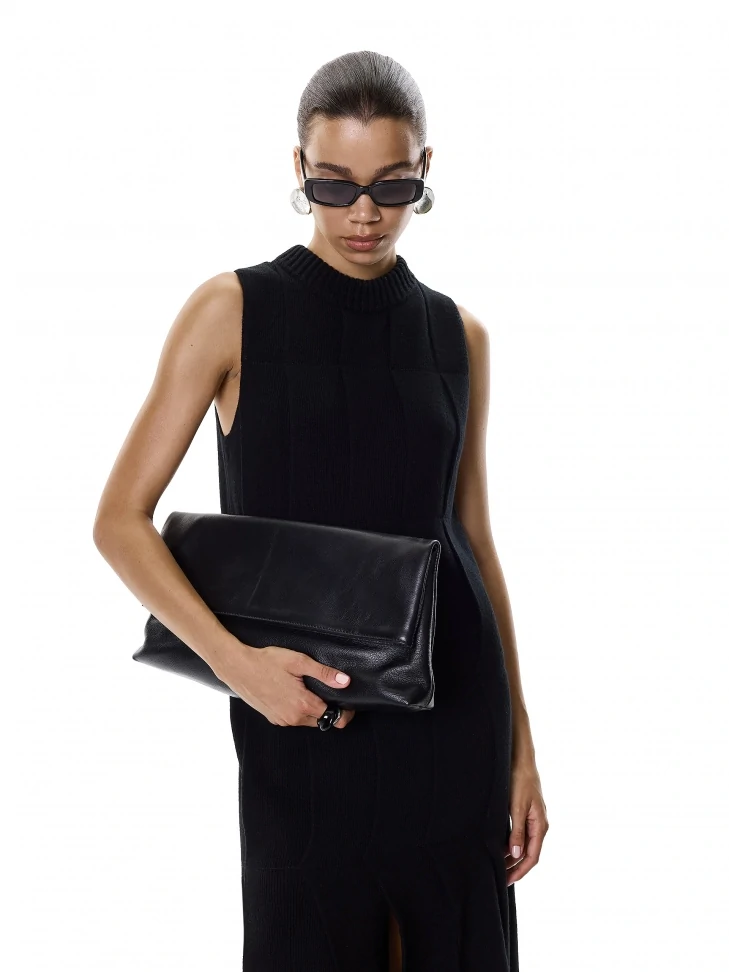 Kazar Elongated Clutch Bag For Hand In Black Color