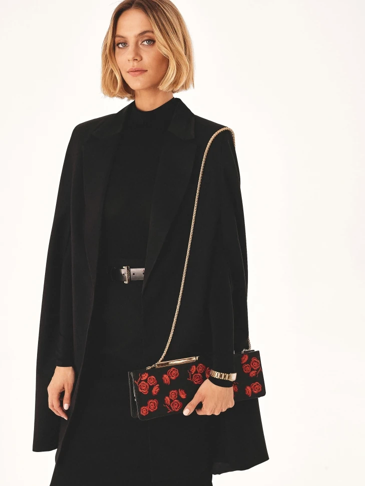 Kazar Elongated Stiff Floral Evening Bag