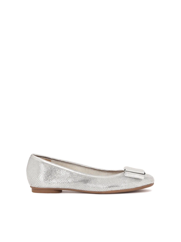 kazar Embossed leather ballerinas in silver color