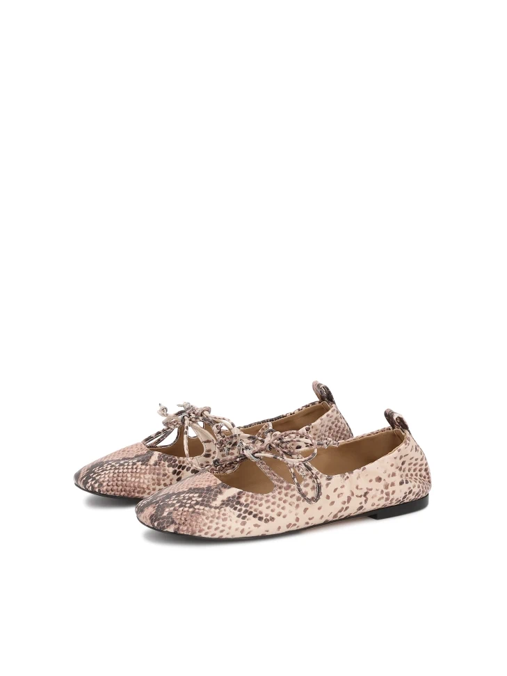 Kazar Embossed Leather Double Bond Ballerinas