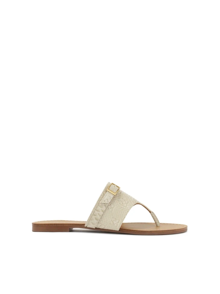 Kazar Embossed Leather Flat Flip Flops