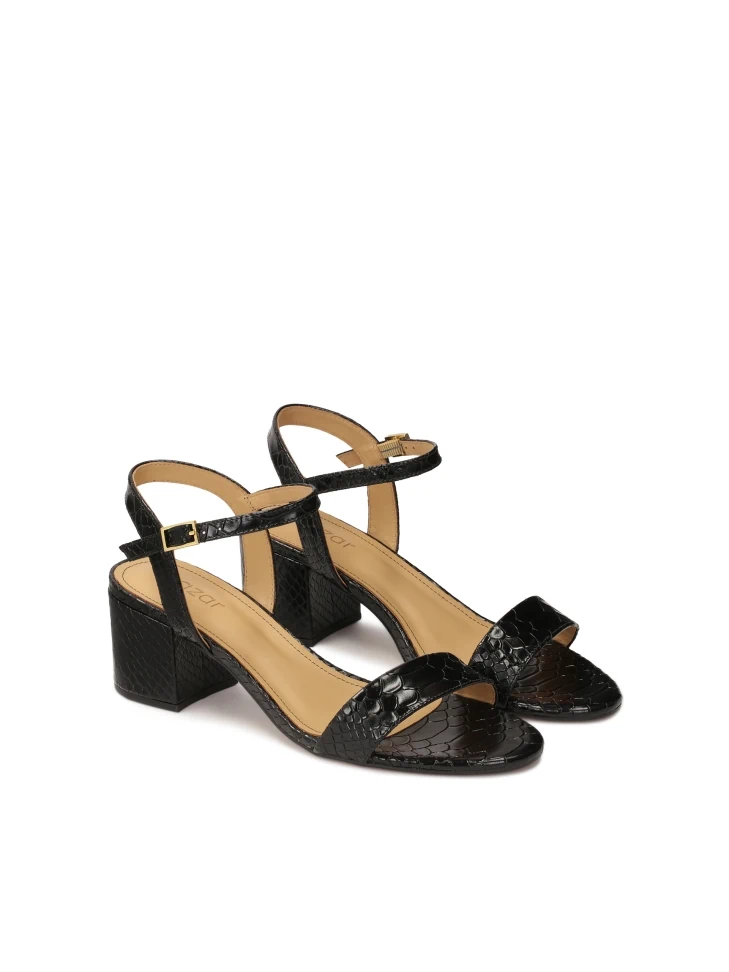 Kazar Embossed Leather Sandals On A Wide Post