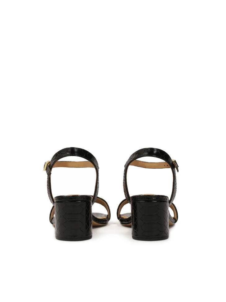 Kazar Embossed Leather Sandals On A Wide Post