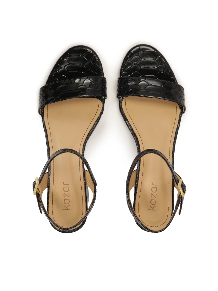 Kazar Embossed Leather Sandals On A Wide Post