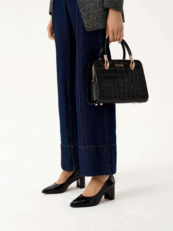 Kazar Embossed Patent Leather Pumps