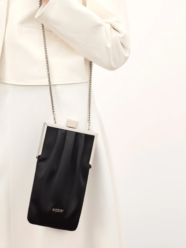 Kazar Evening Black Fabric Handbag