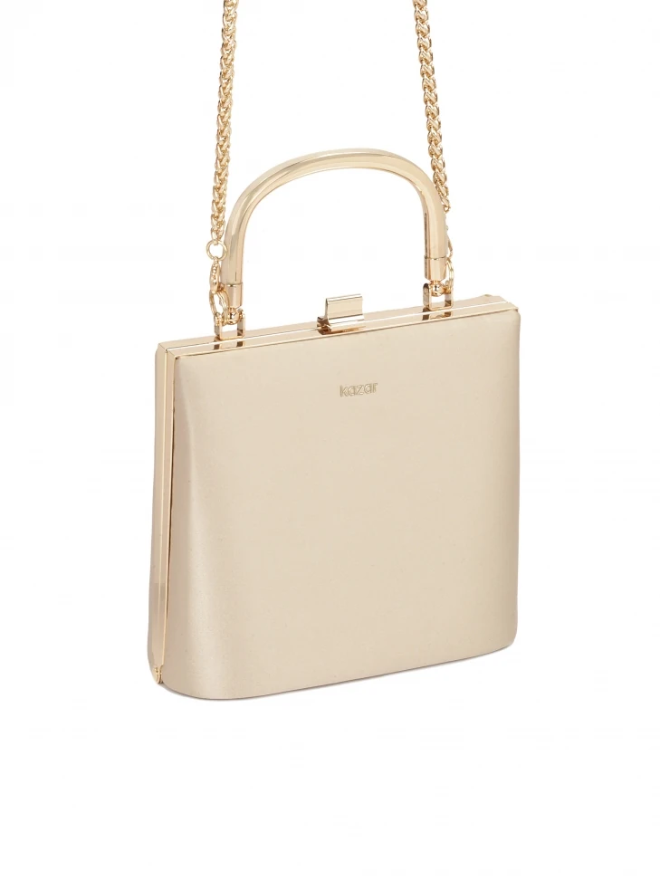 Kazar Exquisite Beige Bag With Gold Ferrules
