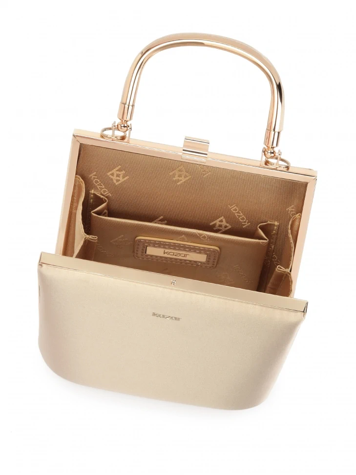Kazar Exquisite Beige Bag With Gold Ferrules