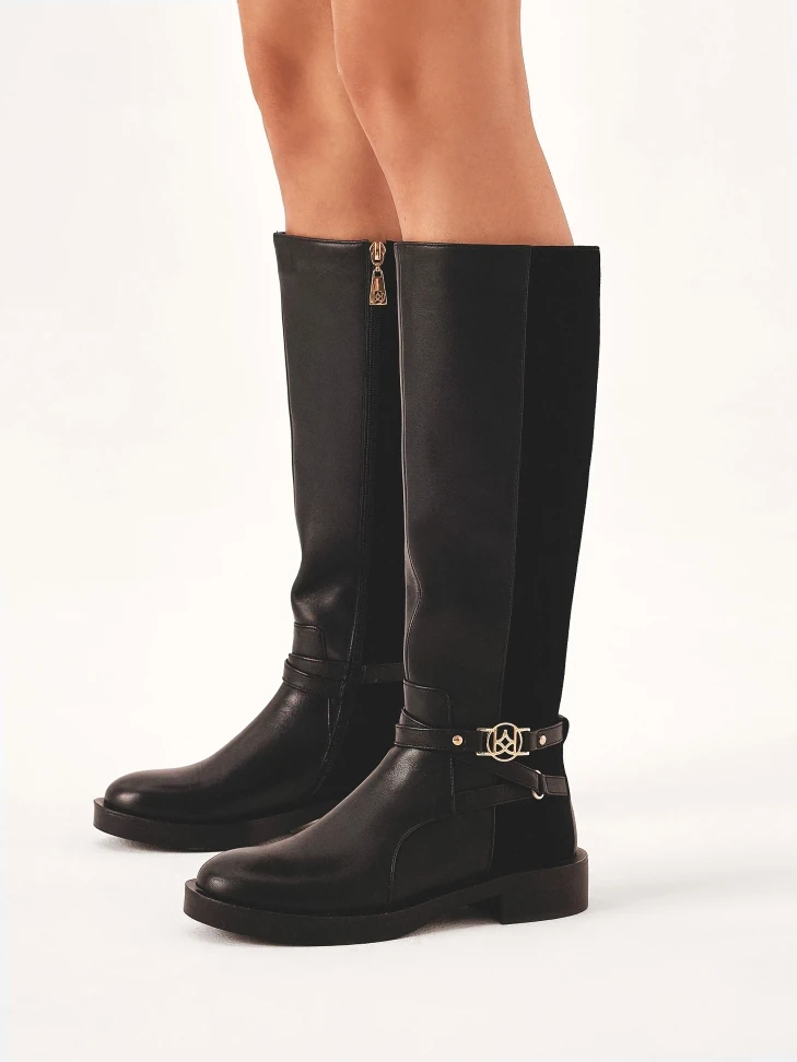 Kazar Flat Boots In Smooth And Suede Leather