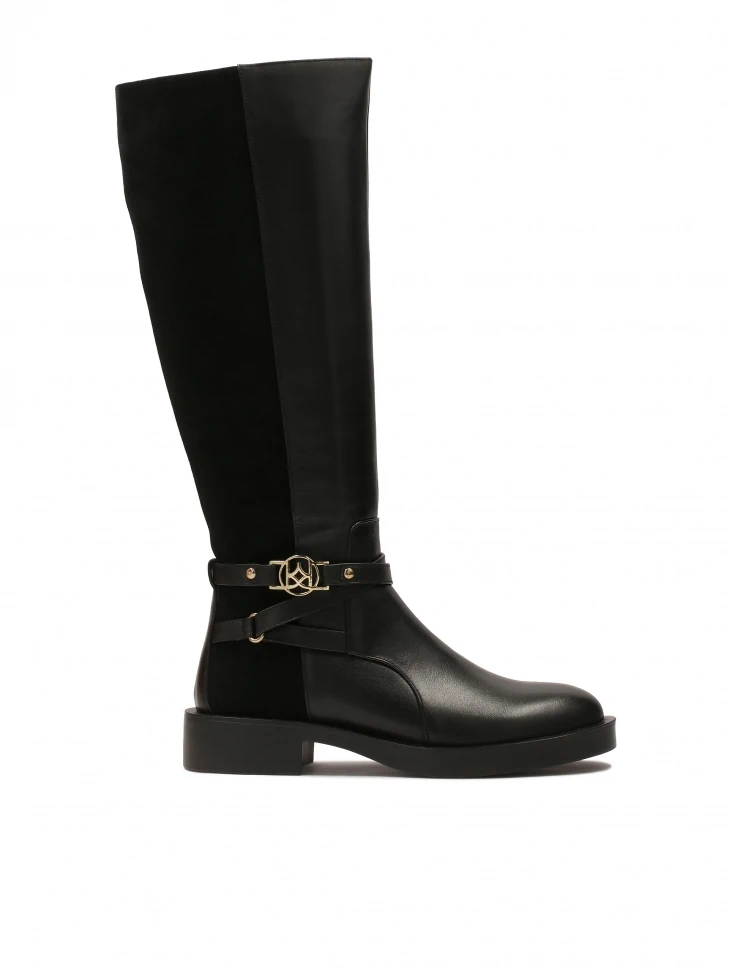 kazar Flat boots in smooth and suede leather