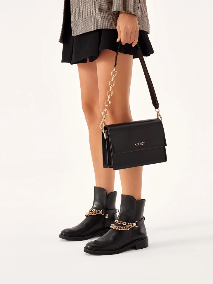 Kazar Flat Boots With Detachable Chain Strap
