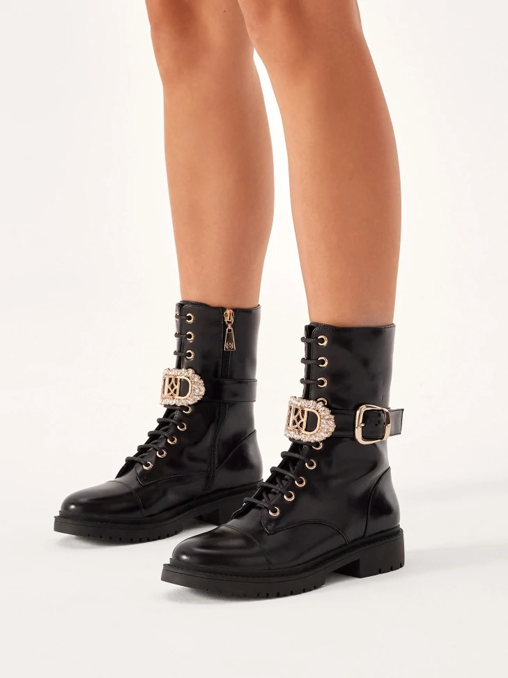 Kazar Flat Boots With Detachable Decorative Strap