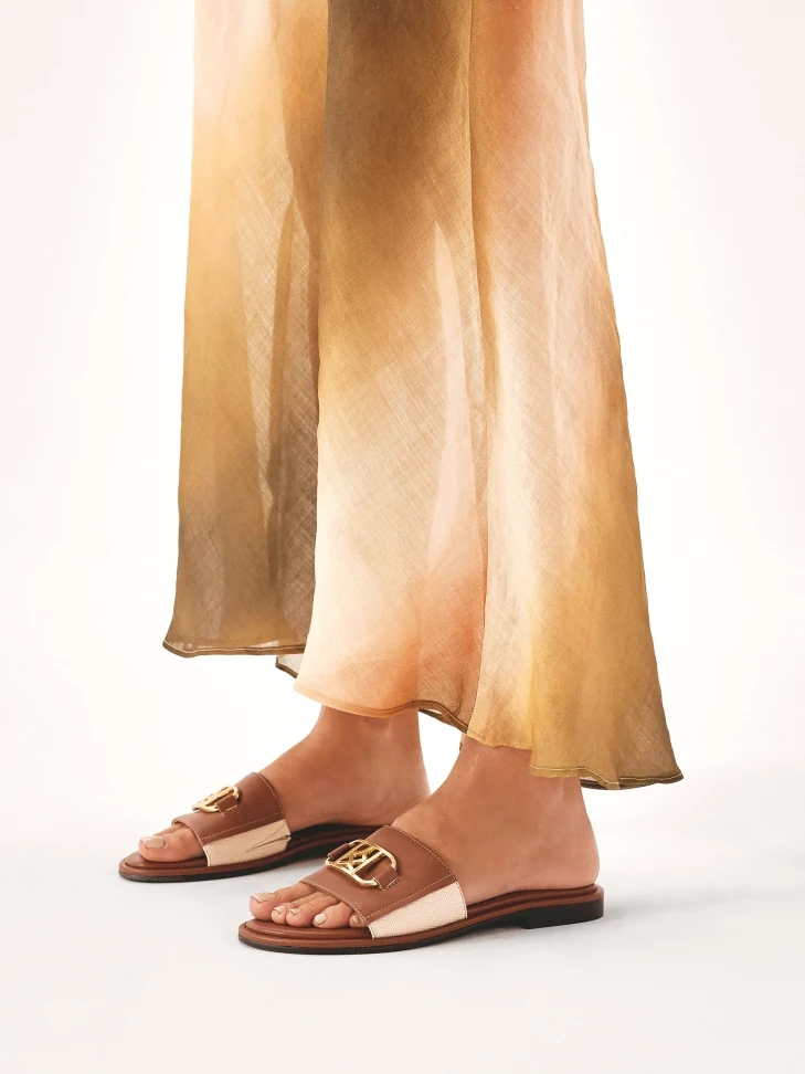 Kazar Flat Brown And Beige Fslides