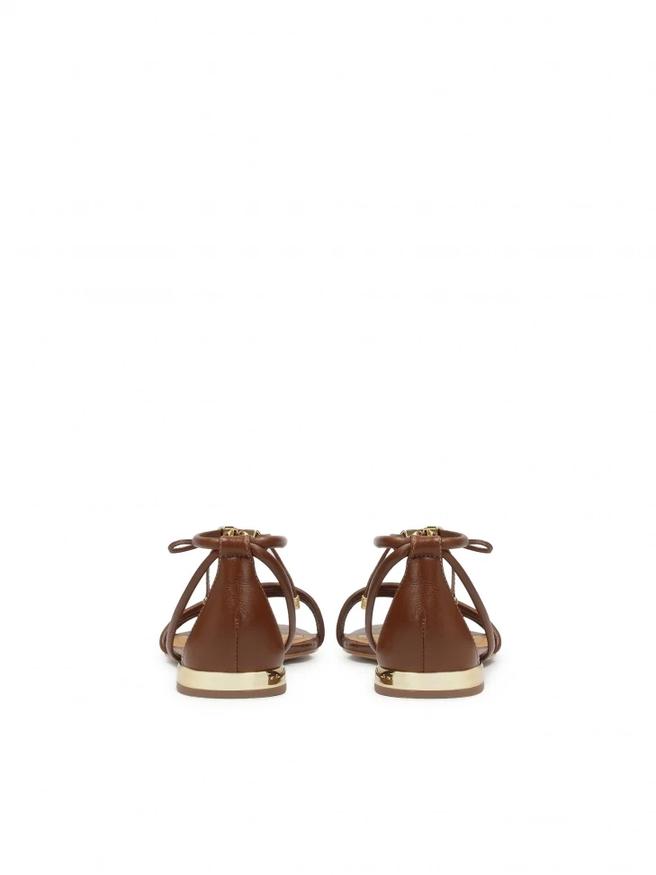 Kazar Flat Brown Sandals Tied With A Thong