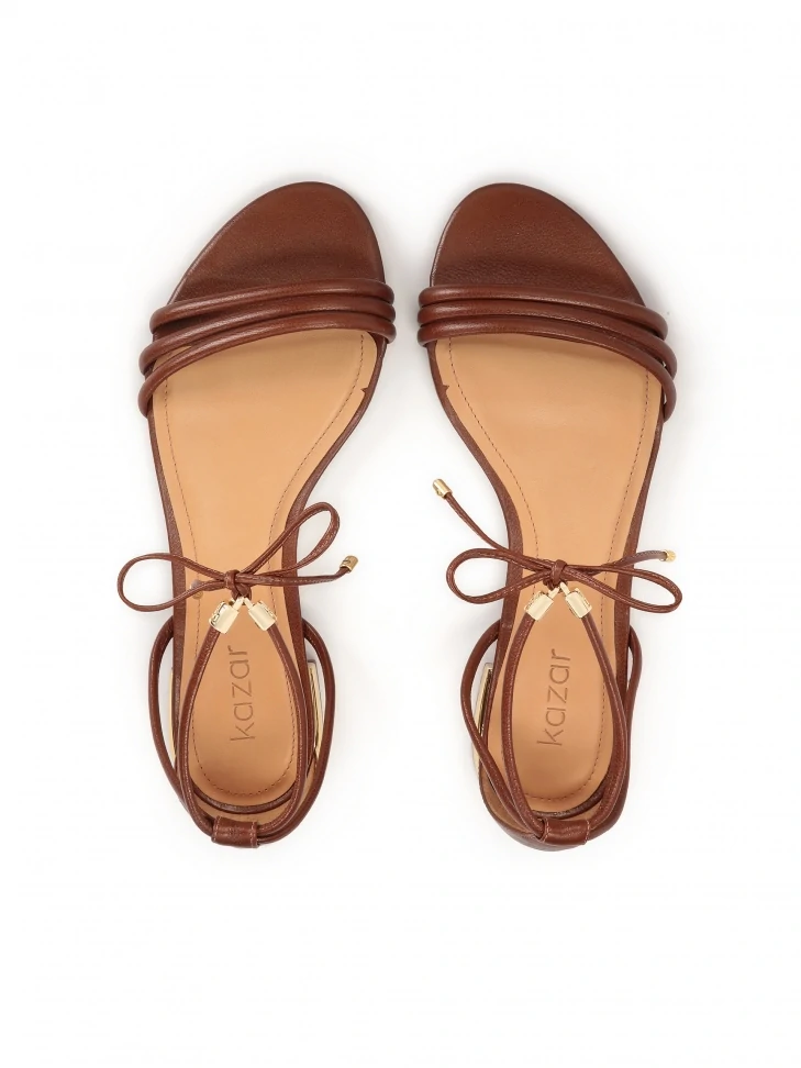 Kazar Flat Brown Sandals Tied With A Thong
