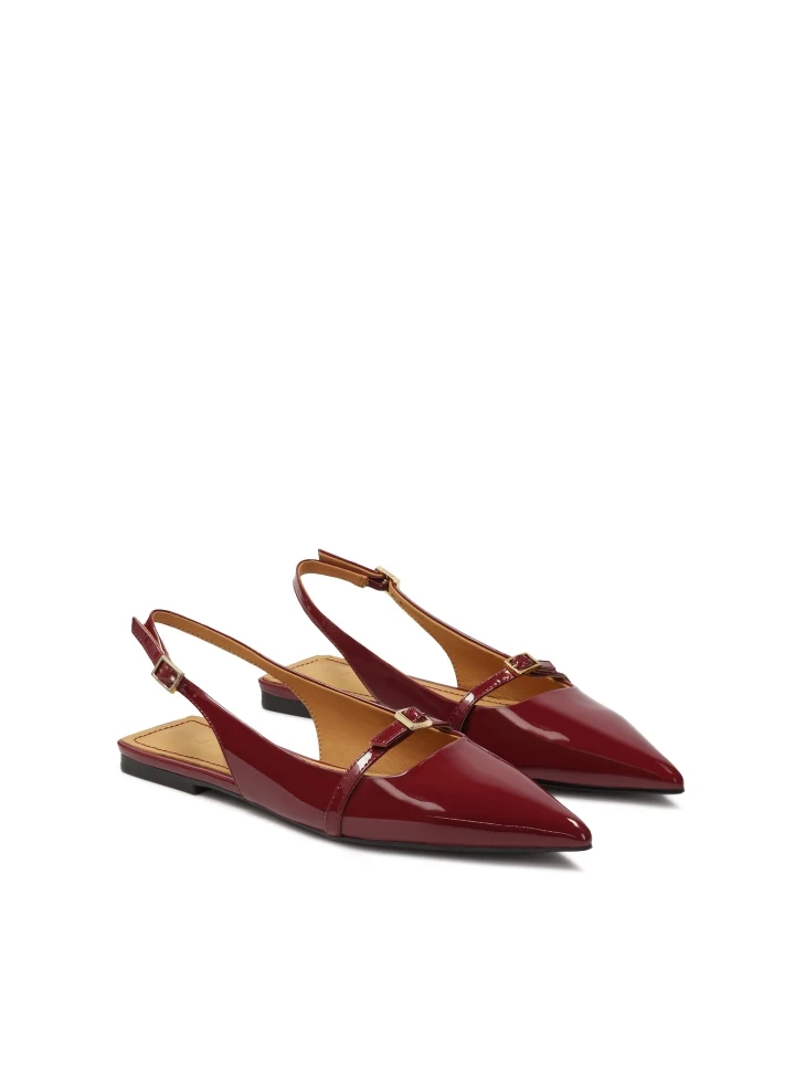 Kazar Flat Burgundy Patent Leather Pumps