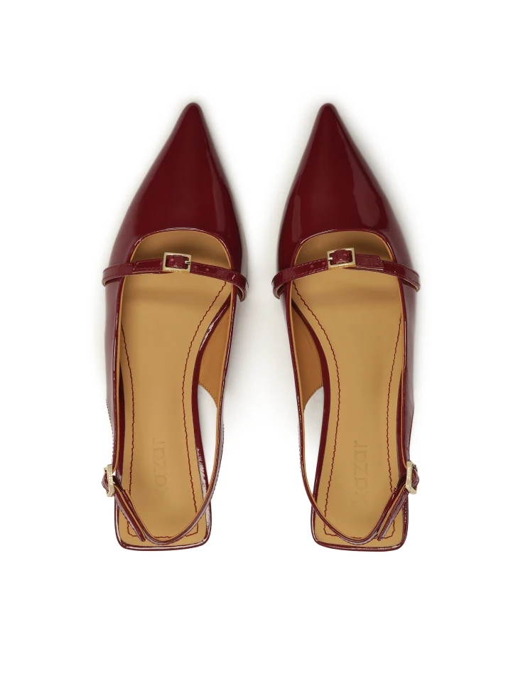 Kazar Flat Burgundy Patent Leather Pumps