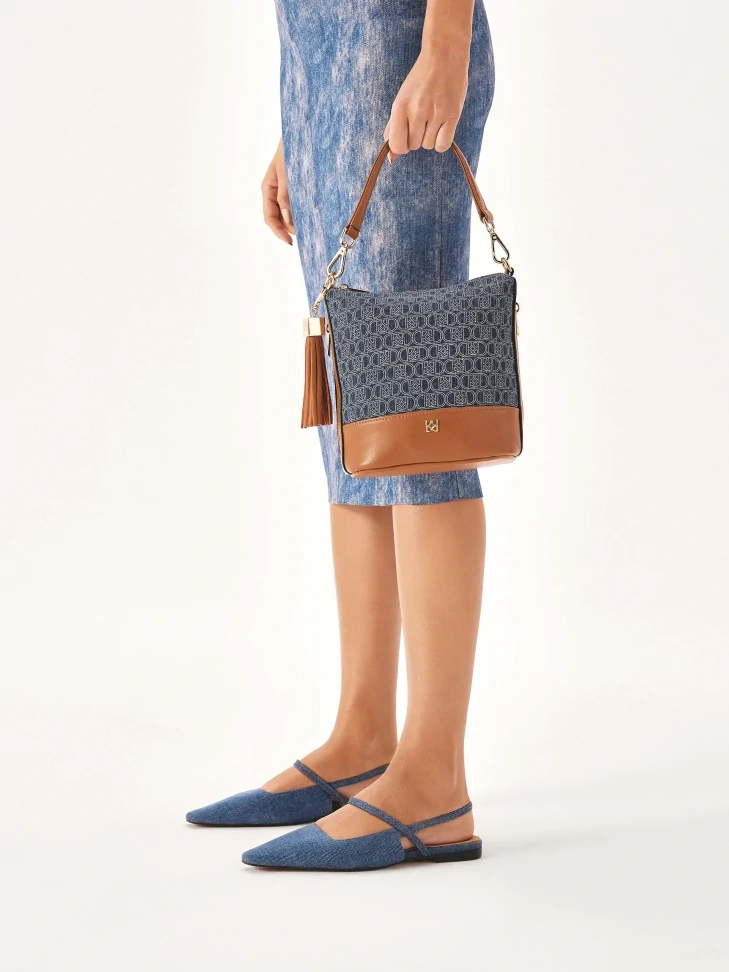 Kazar Flat Denim Pumps With Elongated Nose